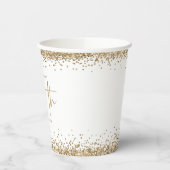 エレガント金ゴールドグリッター名日付40番目のパーティーページ 紙コップ (左)