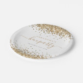 エレガント金ゴールドグリッター名日付Henパーティー ペーパープレート (アングル)
