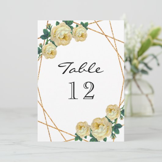 エレガント金ゴールドグリッター地域黄色フローラ表No 案内状 (スタンド正面)