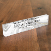 エレガント金ゴールドグリッター大理石名 デスクネームプレート (側面)