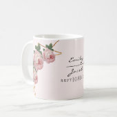 エレガント金ゴールドグリッター幾何ピンクフローラ結婚ズ コーヒーマグカップ (正面左)