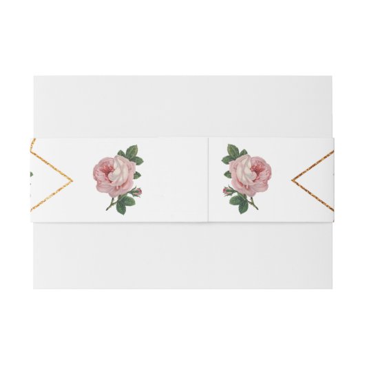 エレガント金ゴールドグリッター幾何ピンクフローラ結婚ズ 招待状ベリーバンド (裏面例)