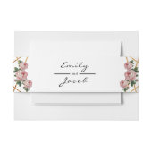 エレガント金ゴールドグリッター幾何ピンクフローラ結婚ズ 招待状ベリーバンド (正面例)