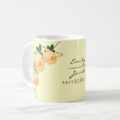 エレガント金ゴールドグリッター幾何学的オレンジ色のフローラ結婚 コーヒーマグカップ (正面左)