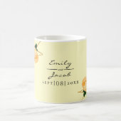 エレガント金ゴールドグリッター幾何学的オレンジ色のフローラ結婚 コーヒーマグカップ (中央)