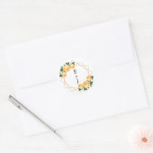 エレガント金ゴールドグリッター幾何学的オレンジ色のフローラ結婚 ラウンドシール (封筒)