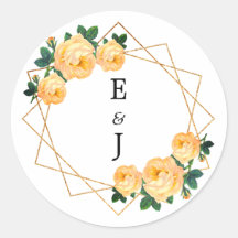 エレガント金ゴールドグリッター幾何学的オレンジ色のフローラ結婚