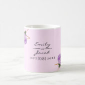 エレガント金ゴールドグリッター幾何紫フローラ結婚 コーヒーマグカップ (中央)