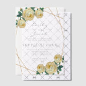 エレガント金ゴールドグリッター幾何結婚黄色 ベラム紙招待状 (オフセット (招待状))