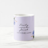 エレガント金ゴールドグリッター幾何青フローラ結婚 コーヒーマグカップ (中央)