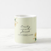 エレガント金ゴールドグリッター幾何黄色フローラ結婚 コーヒーマグカップ (中央)