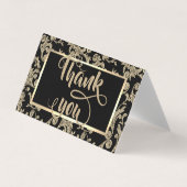 エレガント金ゴールドグリッター旋回サンキューカード 名刺 (正面)