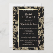 エレガント金ゴールドグリッター旋回ブライダルシャワー 招待状 (正面)