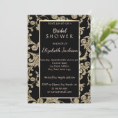 エレガント金ゴールドグリッター旋回ブライダルシャワー 招待状 (スタンド正面)