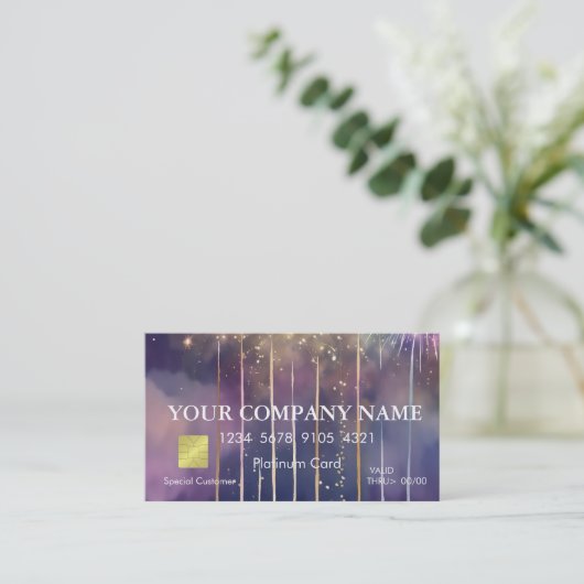エレガント金ゴールドグリッター滴下クレジットカード 名刺 (スタンド正面)