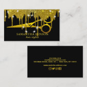 エレガント金ゴールドグリッター滴下美容師美しい 名刺 (正面/裏面)