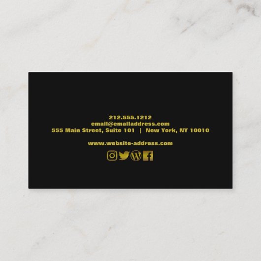 エレガント金ゴールドグリッター滴下美容師美しい 名刺 (裏面)