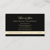 エレガント金ゴールドグリッター砂時計の髪とメイクアップ 予約カード (裏面)