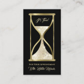 エレガント金ゴールドグリッター砂時計の髪とメイクアップ 予約カード (正面)