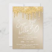 エレガント金ゴールドグリッター第50回写真誕生日の招待 招待状 (正面)