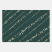 エレガント金ゴールドグリッター紙吹雪スノーストライプ ラッピングペーパーシート (正面)