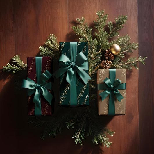 エレガント金ゴールドグリッター紙吹雪スノーストライプ ラッピングペーパーシート