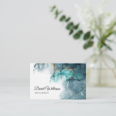 エレガント金ゴールドグリッター素子を有するアルコールインク 名刺 (スタンド正面)