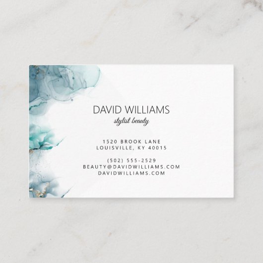 エレガント金ゴールドグリッター素子を有するアルコールインク 名刺 (裏面)