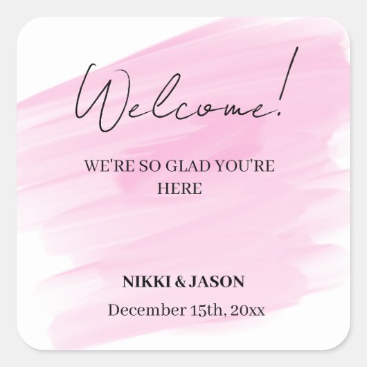 エレガント金ゴールドグリッター線ミニマル結婚の歓迎 スクエアシール (正面)