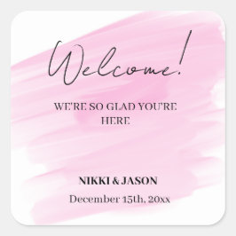 エレガント金ゴールドグリッター線ミニマル結婚の歓迎 スクエアシール
