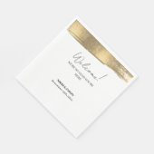 エレガント金ゴールドグリッター線ミニマル結婚の歓迎 スタンダードランチョンナプキン (角)