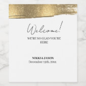 エレガント金ゴールドグリッター線ミニマル結婚の歓迎 ワインラベル (シングルラベル)