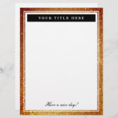 エレガント金ゴールドグリッター縁どプリント紙 (正面/裏面)