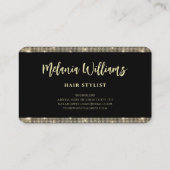 エレガント金ゴールドグリッター美容師サロンモダン 名刺 (裏面)