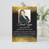 エレガント金ゴールドグリッター葬儀フォトサンキューカード サンキューカード (スタンド正面)