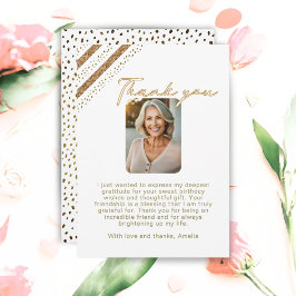 エレガント金ゴールドグリッター誕生日写真 サンキューカード