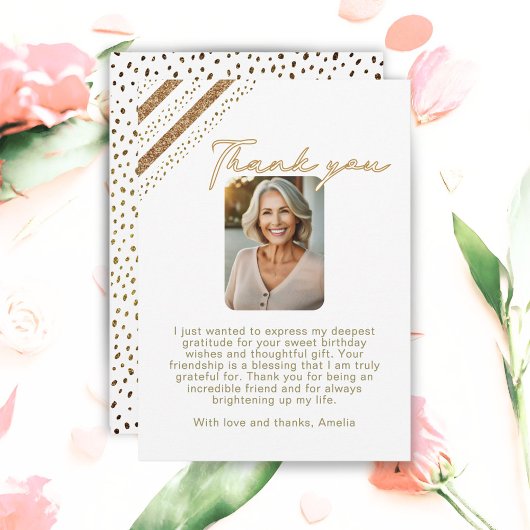 エレガント金ゴールドグリッター誕生日写真 サンキューカード
