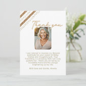 エレガント金ゴールドグリッター誕生日写真 サンキューカード (スタンド正面)