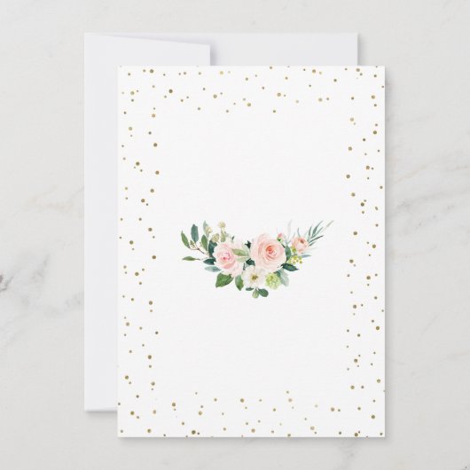 エレガント金ゴールドグリッター赤面フローラリハーサルディナー 招待状 (裏面)