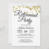 エレガント金ゴールドグリッター退職パーティー 招待状 (正面)