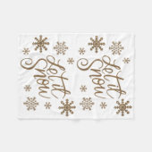 エレガント金ゴールドグリッター雪文字雪片 フリースブランケット (正面(横))