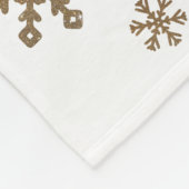 エレガント金ゴールドグリッター雪文字雪片 フリースブランケット (角)