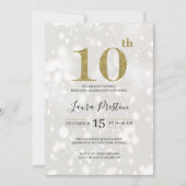 エレガント金ゴールドグリッター10誕生日 招待状 (正面)