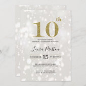 エレガント金ゴールドグリッター10誕生日 招待状 (正面/裏面)