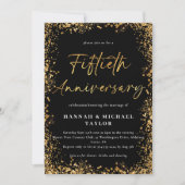 エレガント金ゴールドグリッター50結婚周年記念 招待状 (正面)