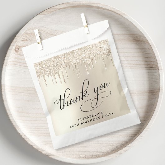 エレガント金ゴールドグリッター60th誕生日パーティー フェイバーバッグ
