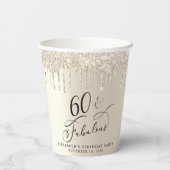 エレガント金ゴールドグリッター60th誕生日パーティー 紙コップ (裏面)