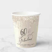 エレガント金ゴールドグリッター60th誕生日パーティー 紙コップ (正面)