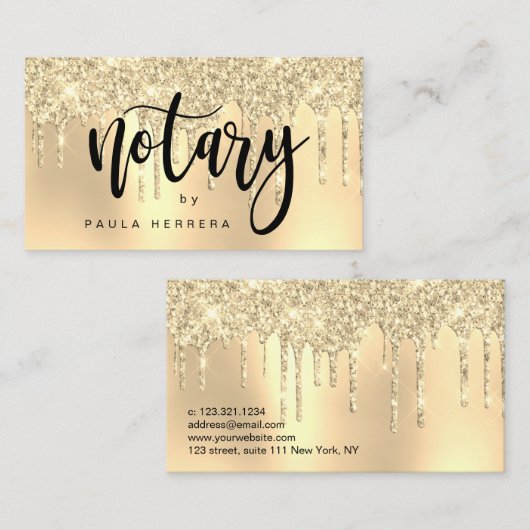 エレガント金ゴールドグリッター 名刺 (正面/裏面)