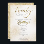 エレガント金ゴールドグリッター・書道金ゴールド21st 招待状<br><div class="desc">金ゴールドエレガント金ゴールドの誕生日の招待。金ゴールドグリッターの前後に金ゴールド書道で「二十」という言葉を使えば、年の「一」は二十代の年齢に変更できる。21歳のシンプル少女のためのでありながらエレガントな誕生日パーティーの招待。この製品に実在はグリッターがなく、グリッターとして表示されるように設計されている。</div>